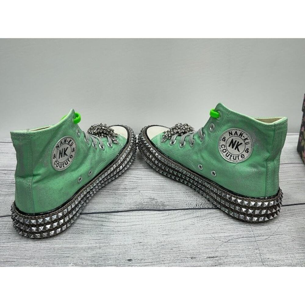 Nan-Ku X Free People Womens Cruise Studded Hi Top‎ Sneakers Spring Mint Size 36 - Picture 3 of 5